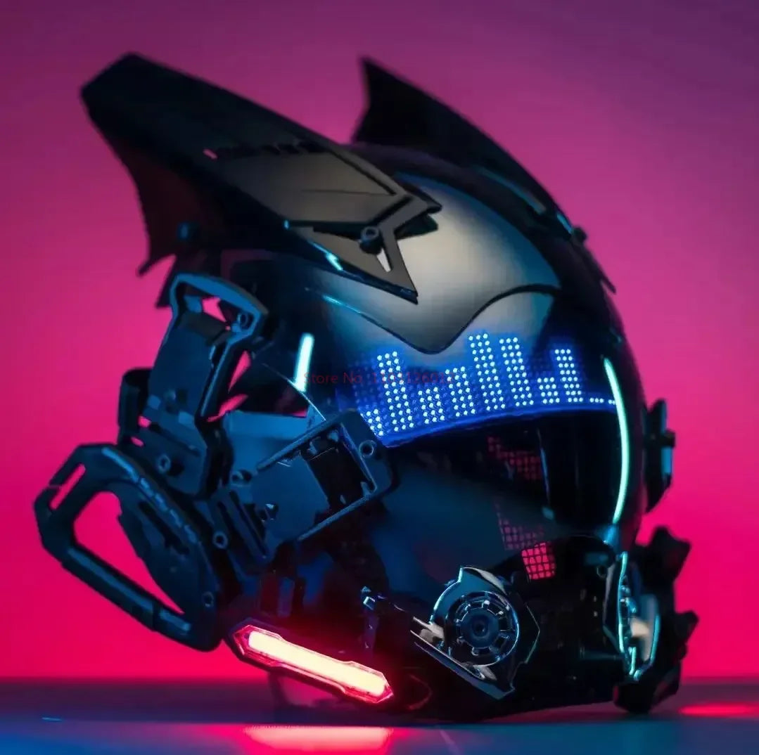 Cyberpunk Helmet Shinobi Mask: Robot Samurai Armor with LED Light