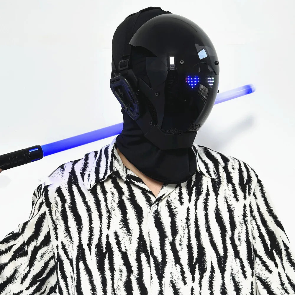 Full-Face Mask Costume Accessory - Punk Helmet Mask Cosplay Bluetooth App for Kids