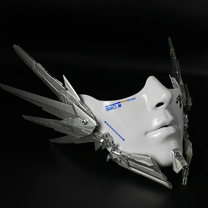 Cyberpunk Half Face Mechanical Mask – Red | Cosplay & Halloween Costume Prop