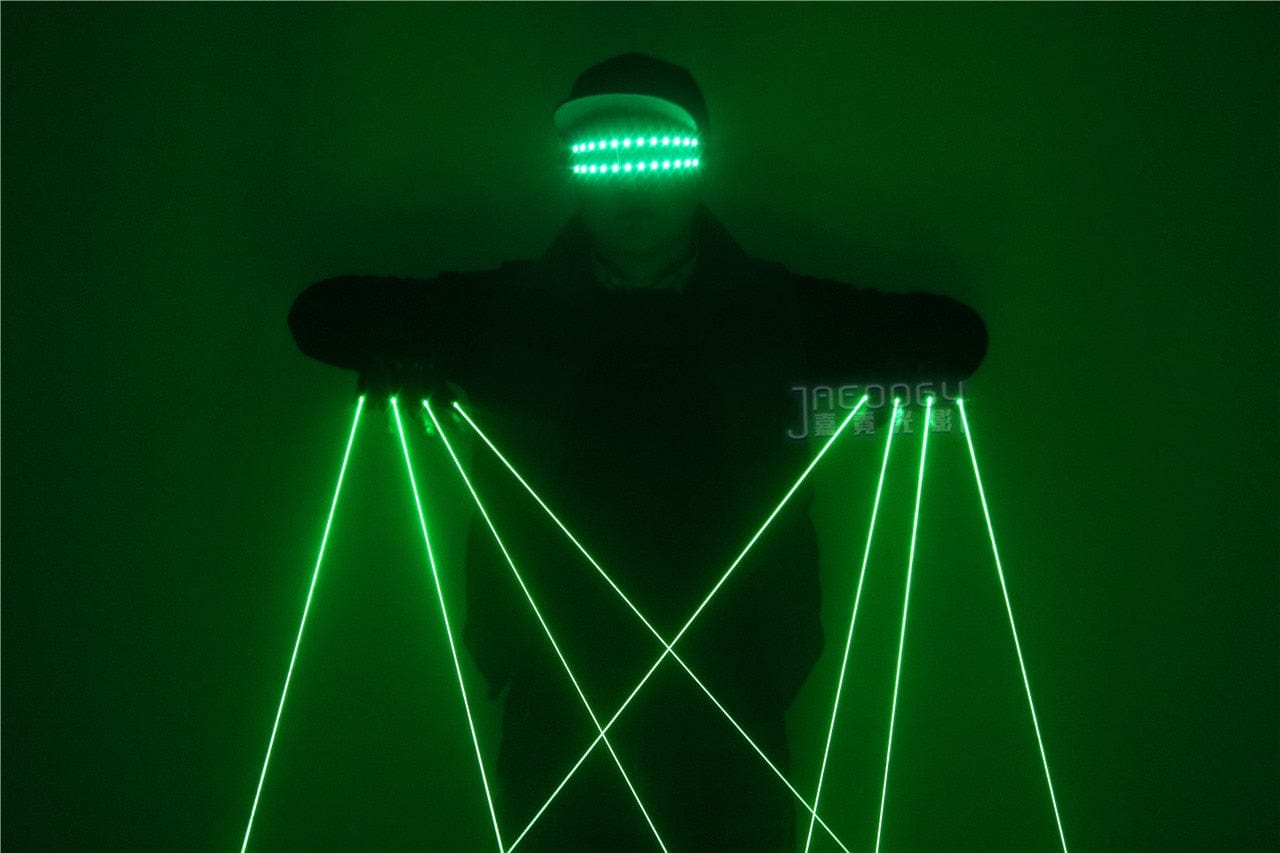 GiftsBite Store 2 in 1 Green Laser Strobe Light Nightclub Party Gloves