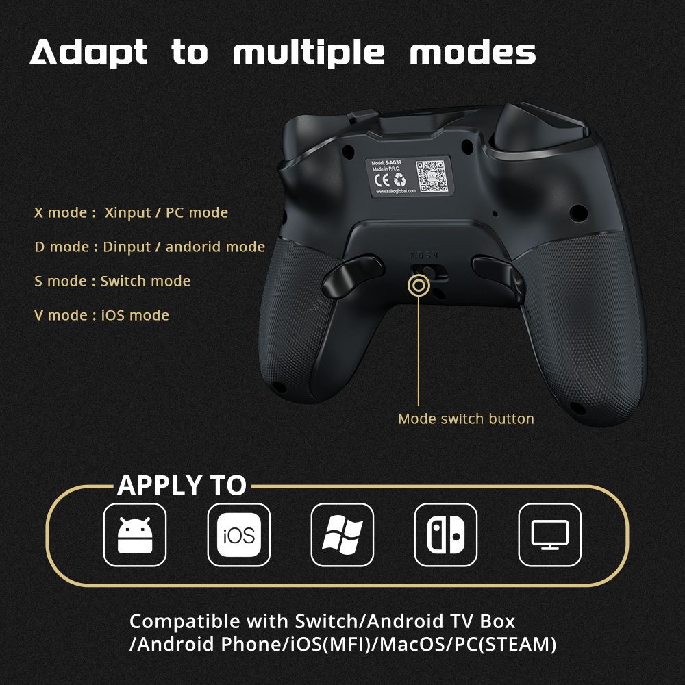 GiftsBite Store 2200 mAh Smart-Mobile Phone Gamepad Controller With Gaming Triggers For iPhone & Android 2251832772323551-Black-China