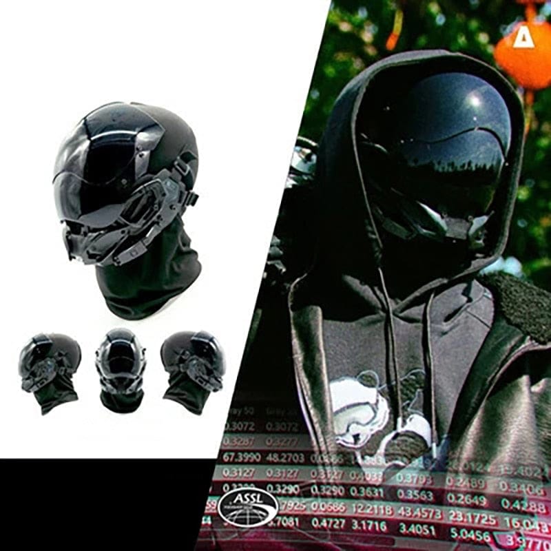 GiftsBite Store Limited Edition Black Futuristic Cyberpunk Cosplay Helmet Mask 3256803807793233-black