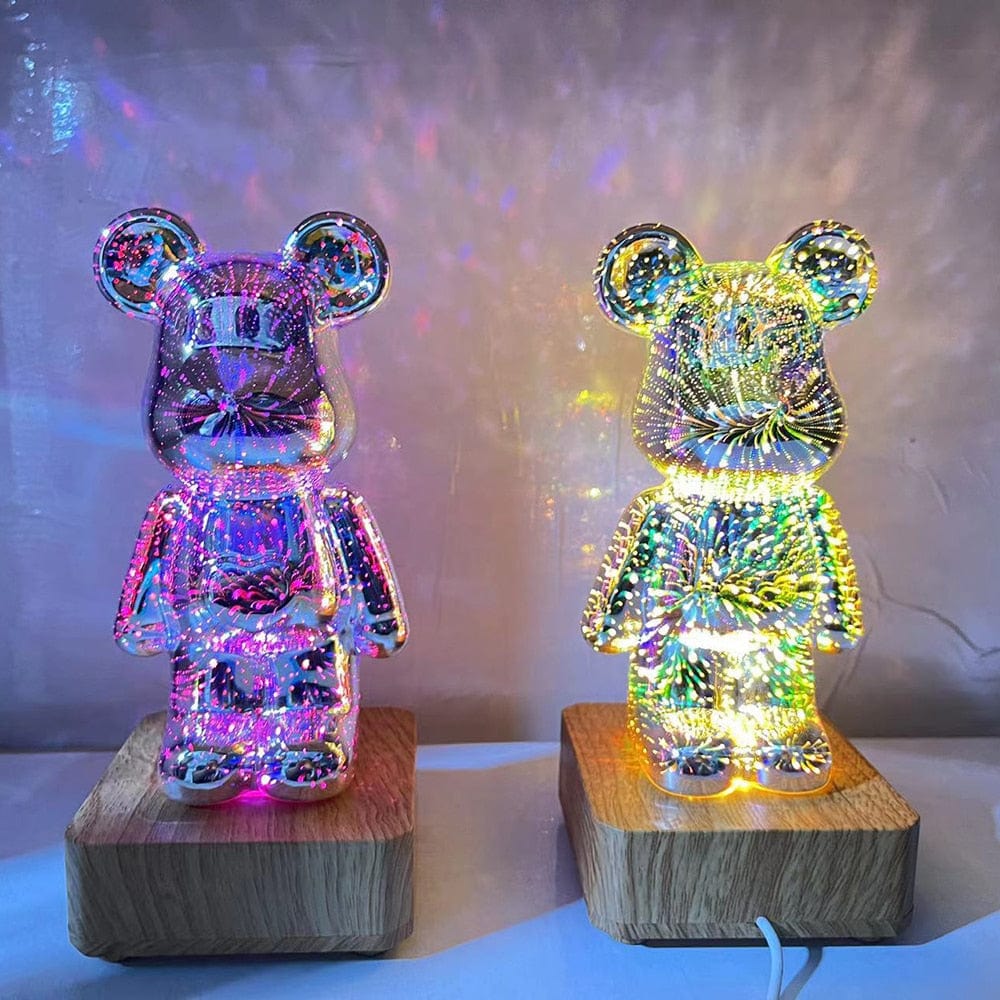 GiftsBite Store LittleBear- 3D Glass Fireworks Atmospheric Night Lamp 3256804767271988-Colorful