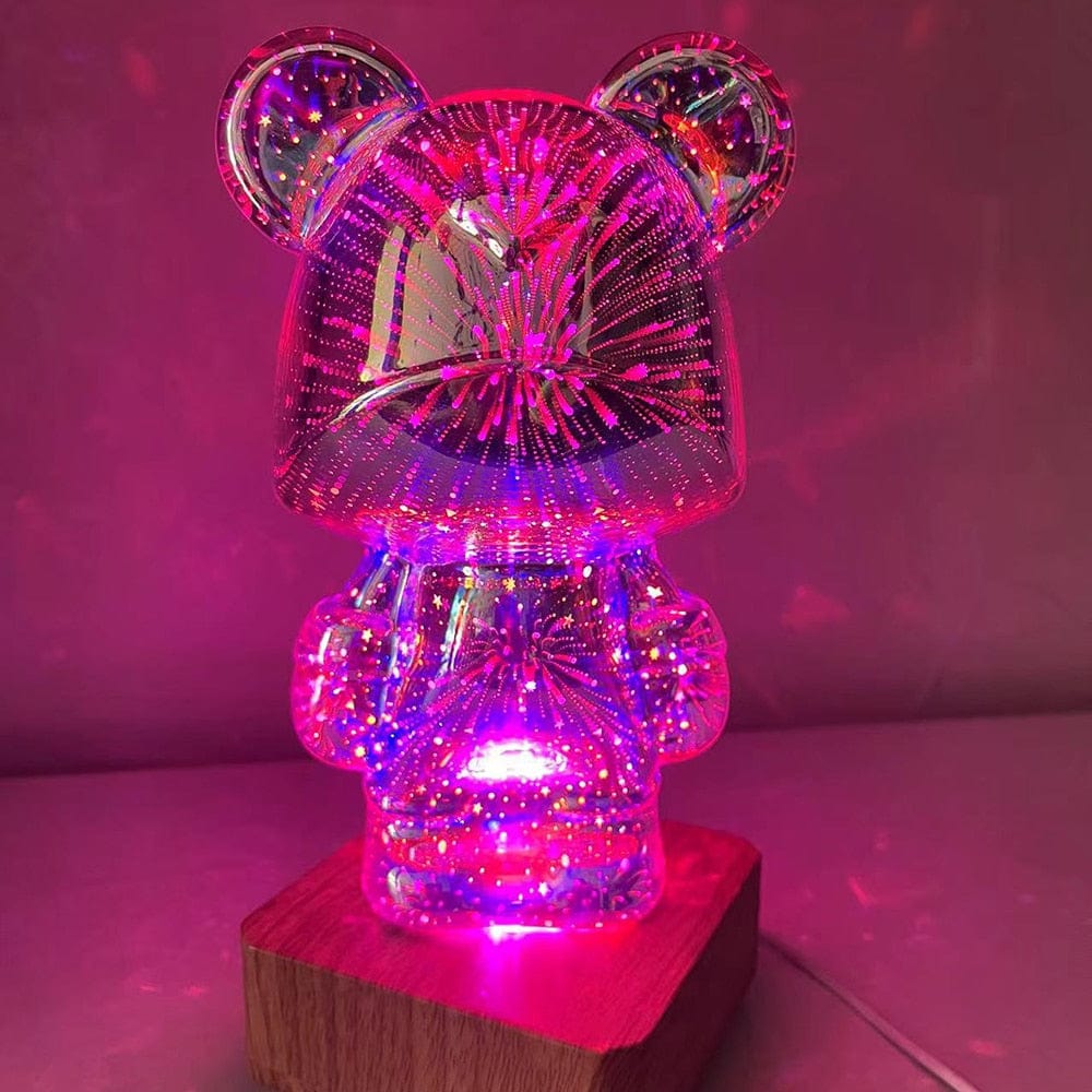 GiftsBite Store LittleBear- 3D Glass Fireworks Atmospheric Night Lamp 3256804767271988-Colorful