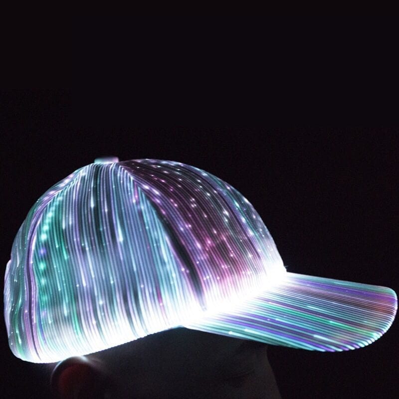 GiftsBite Store Neon 7 Color Flashing LED Fiber Optic Night Glowing Baseball Cap