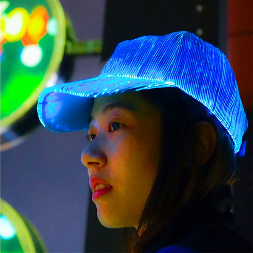 GiftsBite Store Neon 7 Color Flashing LED Fiber Optic Night Glowing Baseball Cap