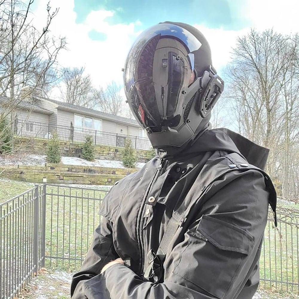 GiftsBite Store Limited Edition DJ Mechanical Sci-fi Cyberpunk 2077 Cosplay Helmet 3256803724381170-With Ear