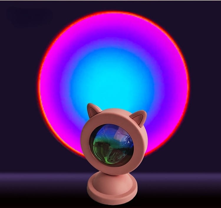 GiftsBite Store Rainbow cat Mini Sunset Projection Bedroom Night Light 3256804008276834-Rainbow cat