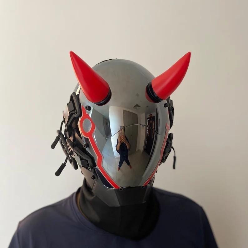 GiftsBite Store Red OX Horn Hellboy II LED Cosplay Mask Helmet 1005005082258154-Red OX Horn