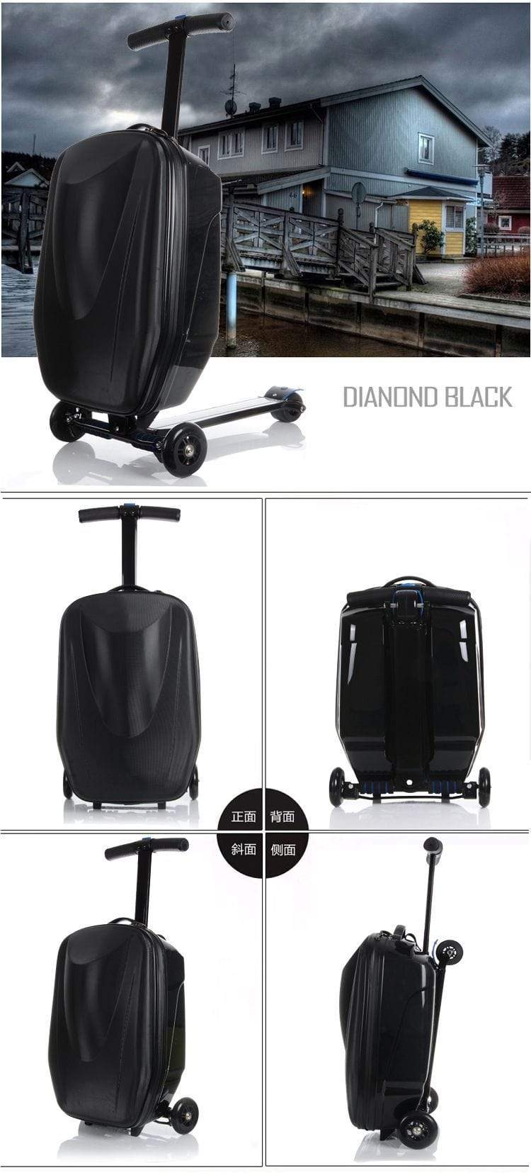 HomeBound Essentials Scooter Suitcase - Rolling Luggage With Skateboard