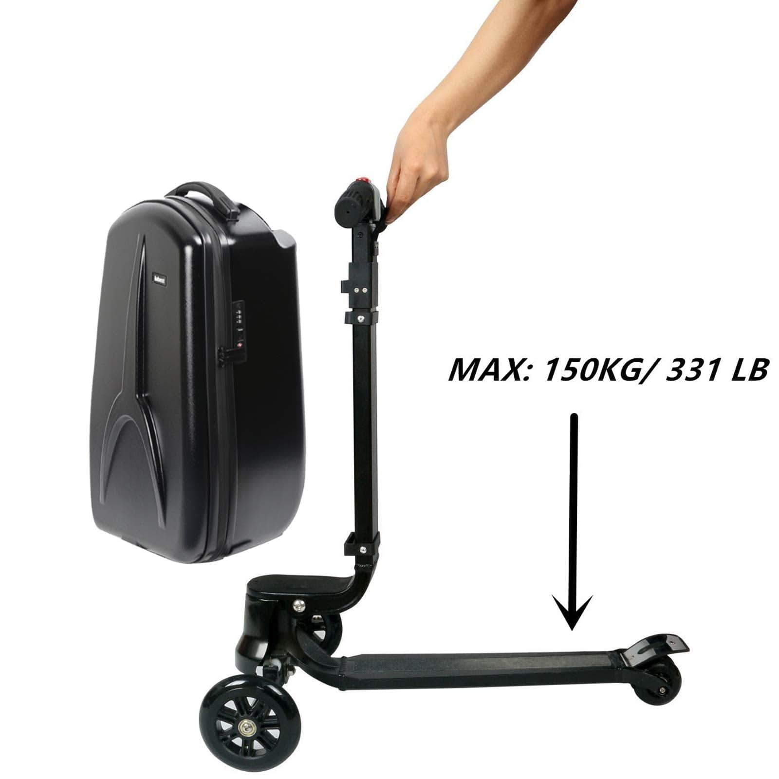 HomeBound Essentials Scooter Suitcase - Rolling Luggage With Skateboard