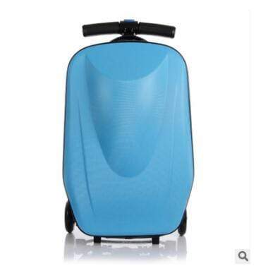 HomeBound Essentials Blue Scooter Suitcase - Rolling Luggage With Skateboard