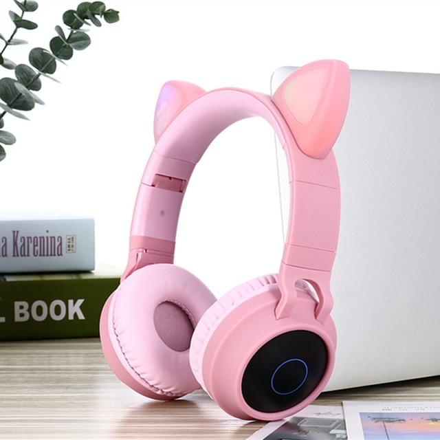 INFATUAT- Gift Store Pink Cat Ear LED Bluetooth Headphones 28478192-pink-with-retail-box-china