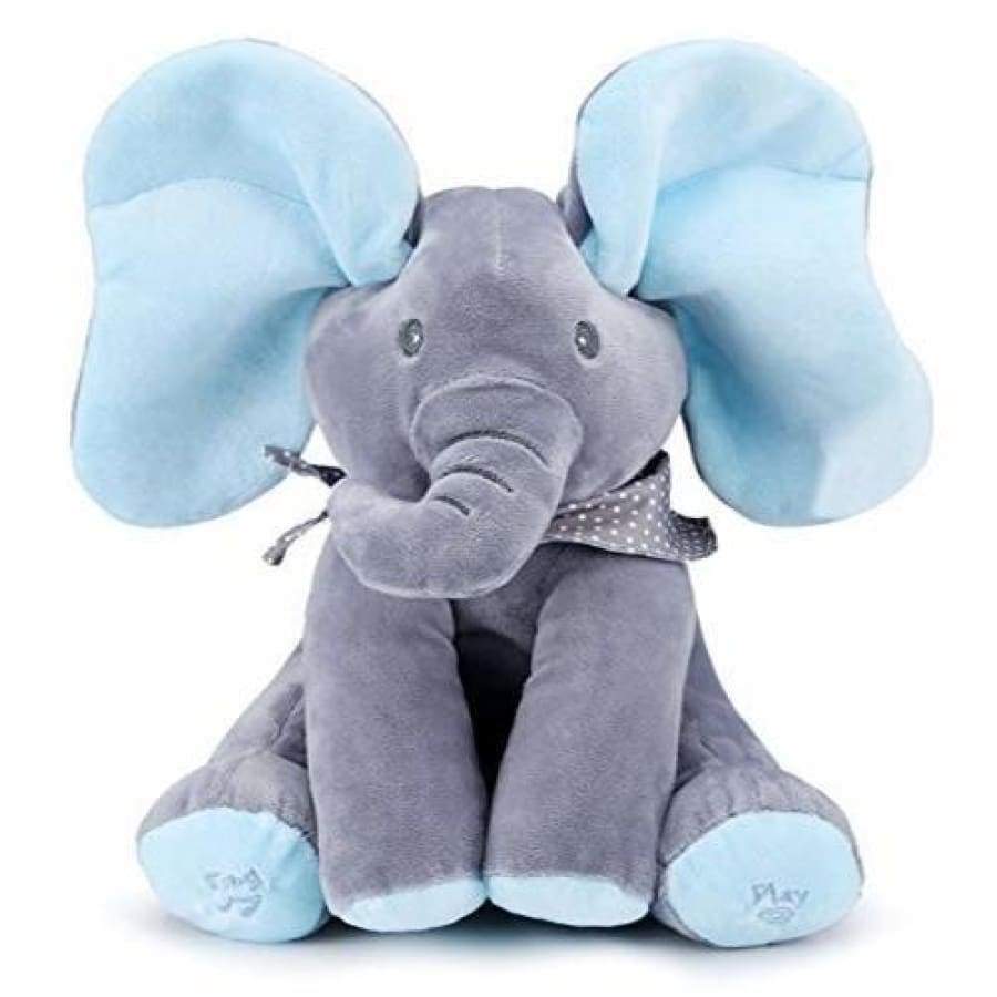 INFATUAT- Gift Store Smart Blue Baby Peek A Boo Animated Singing Elephant Flappy Plush Toy 28984133-blue-grey-elephant
