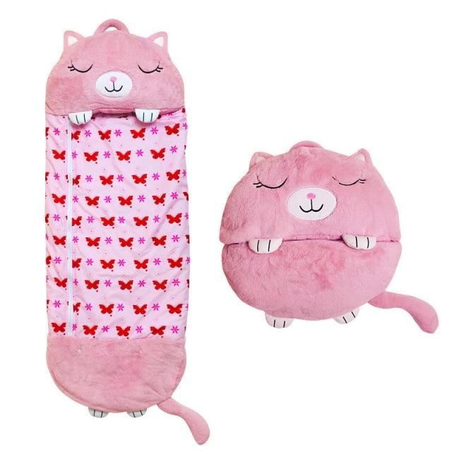 Products Pro Pink Cat / 51"X20" Campnap - 2 In 1 Kids Convertible Plush Pillow Sleeping Bag 46457474-pink-130x50cm